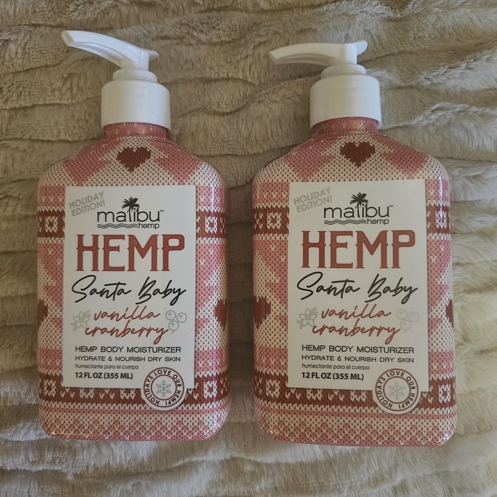 2 Pack -Malibu Santa Baby Vanilla Cranberry Moisturizer - NEW